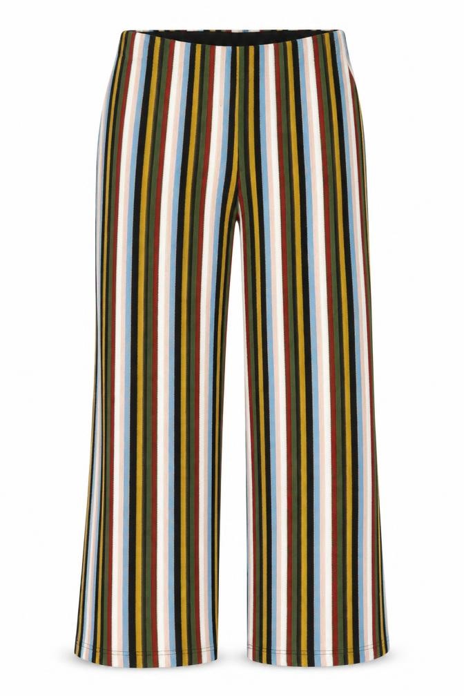 Front view of Urban Outfitters women’s multicoloured striped polyester trousers, size XS, regular