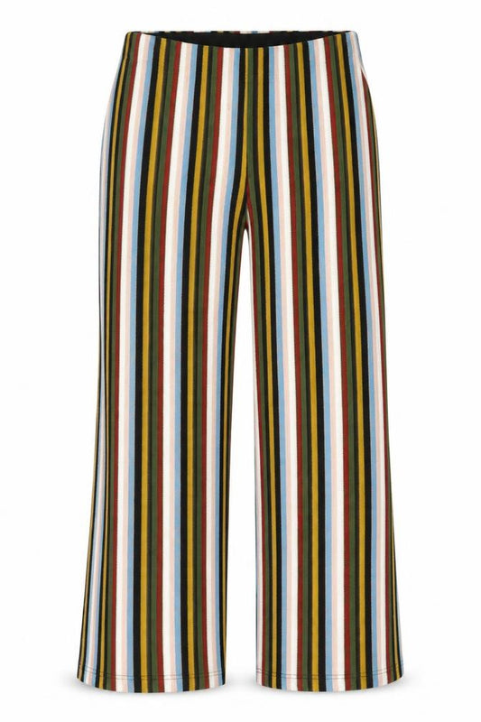 Front view of Urban Outfitters women’s multicoloured striped polyester trousers, size XS, regular