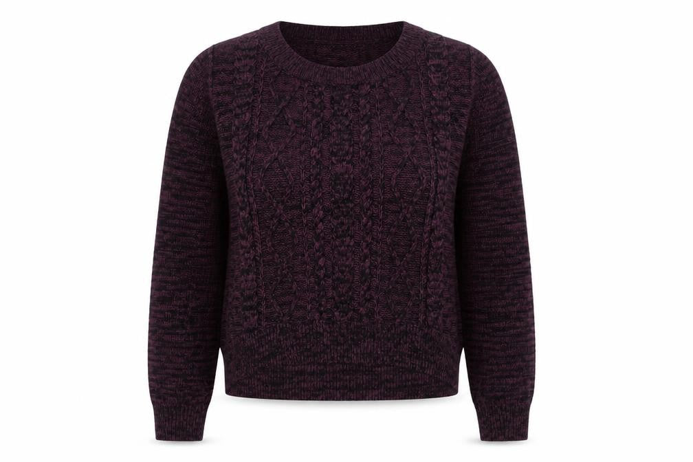 Front view of Divided by H&M women’s purple round neck cotton jumper, size UK 12