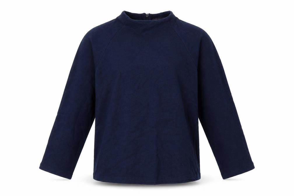Front view of Marks & Spencer women’s blue polyester pullover sweatshirt, size UK 12, zip