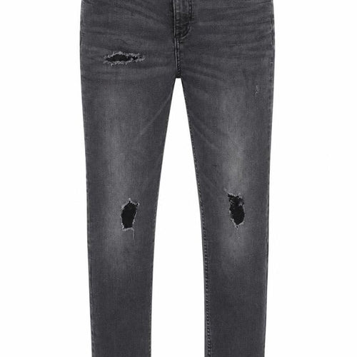 River Island Boys Grey Cotton Skinny Jeans Size 12 Years Regular Zip - Distressed