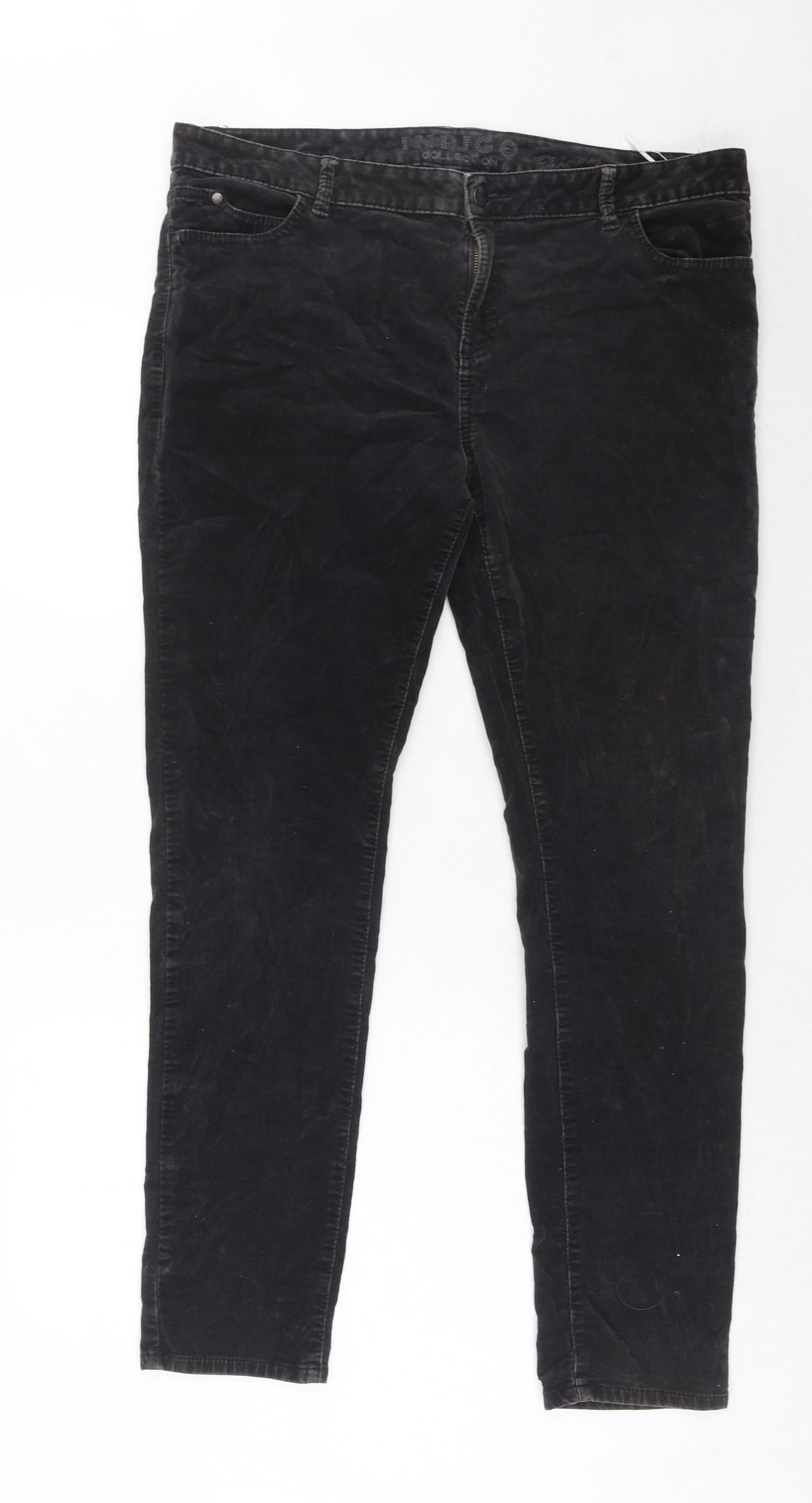 Marks and Spencer Womens Grey Cotton Skinny Jeans Size 18 Regular Zip