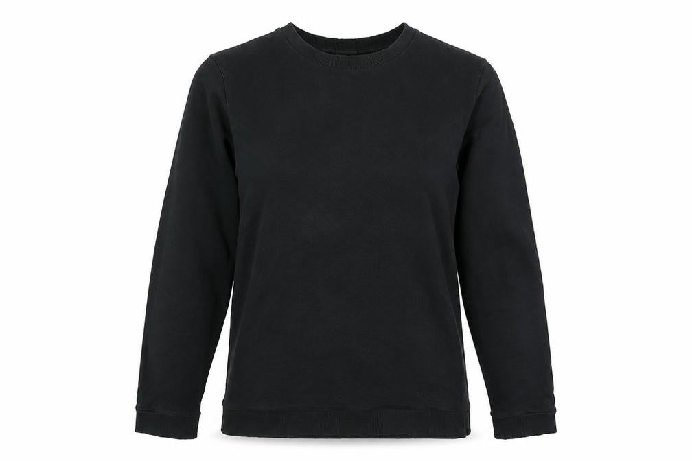 Front view of ASOS women’s black cotton pullover sweatshirt, size M, pullover