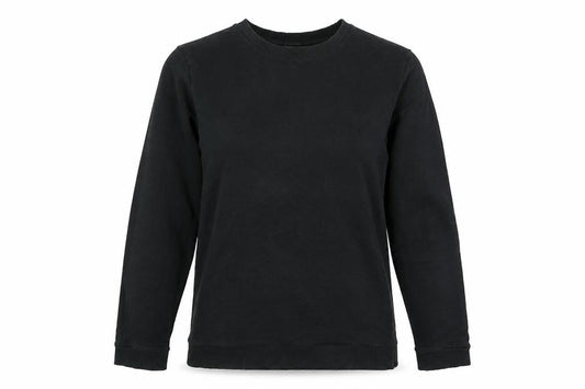 Front view of ASOS women’s black cotton pullover sweatshirt, size M, pullover