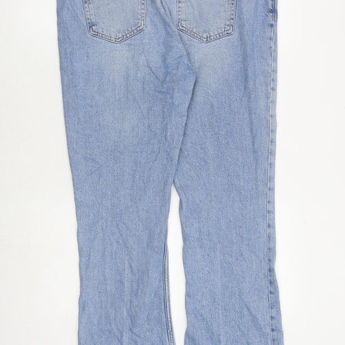 ASOS Womens Blue Cotton Bootcut Jeans Size 34 in Regular Zip - Distressed Hems