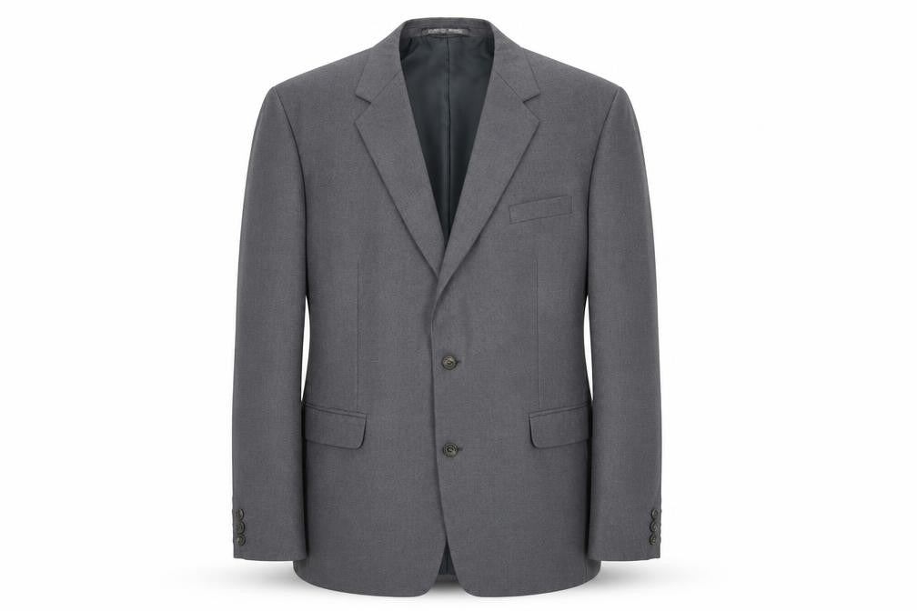 Front view of Grendale men’s grey wool jacket suit jacket, size 44, regular