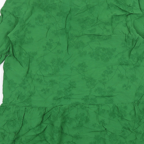 & Other Stories Womens Green Floral Viscose Mini Size 10 Mock Neck Tie
