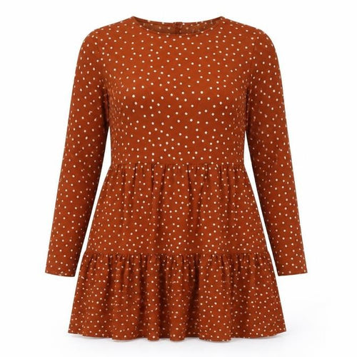 ASOS Womens Brown Polka Dot Polyester Skater Dress Size 8 Round Neck Button
