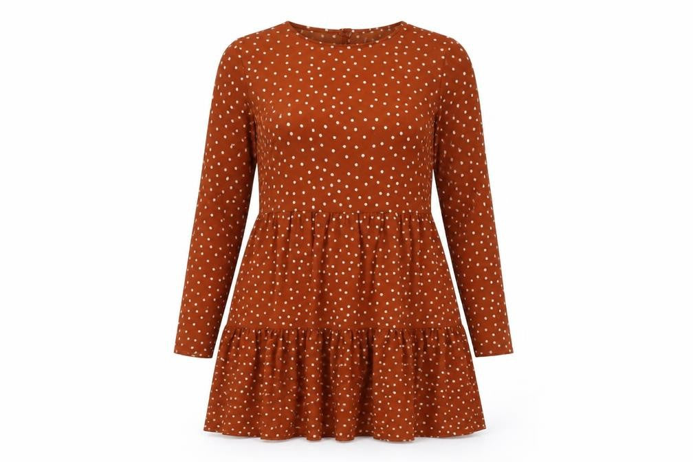 ASOS Womens Brown Polka Dot Polyester Skater Dress Size 8 Round Neck Button