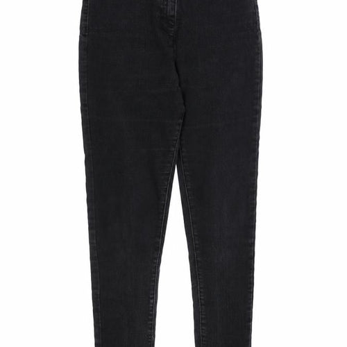 G21 Womens Black Herringbone Cotton Skinny Jeans Size 12 Regular Zip