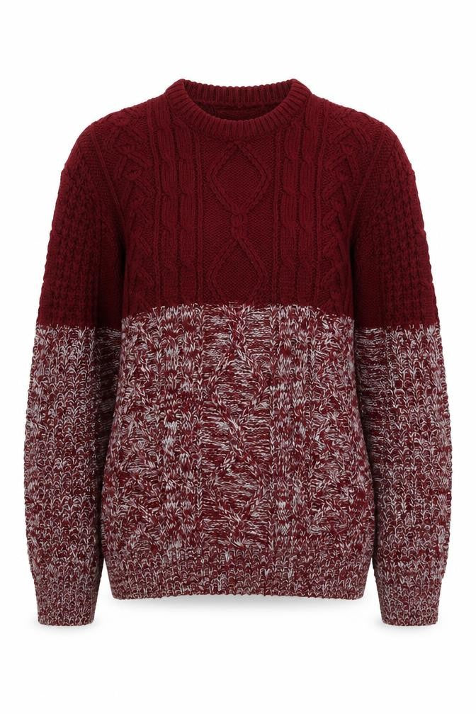 Front view of Allcott Knit women’s red round neck acrylic jumper, size S