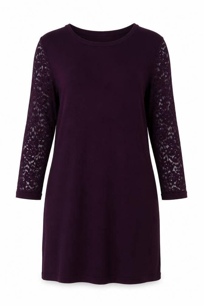 Front view of Wallis women’s purple acrylic a-line, size L, round neck pullover