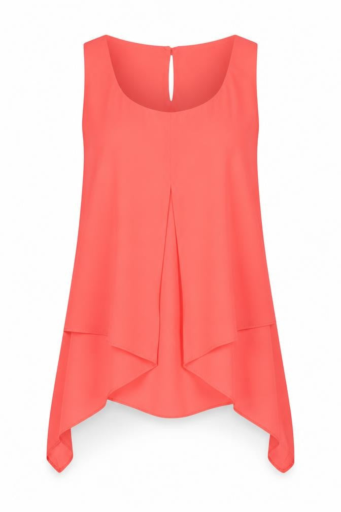 Front view of Roman women’s pink polyester basic tank, size UK 10, round neck