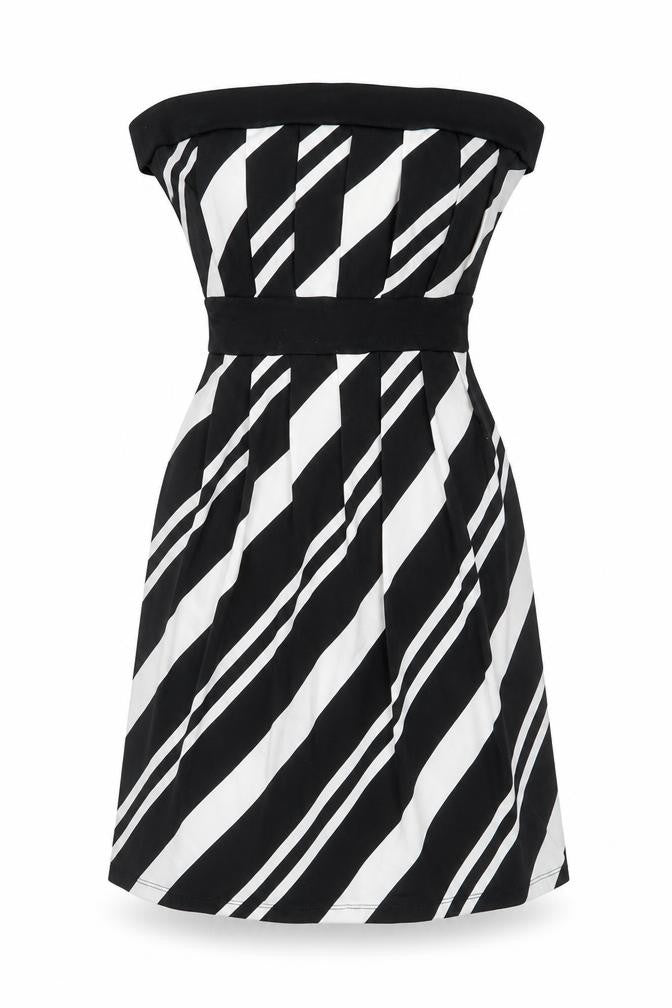 Front view of Next women’s black geometric polyester fit & flare, size UK 8, off the shoulder pullover