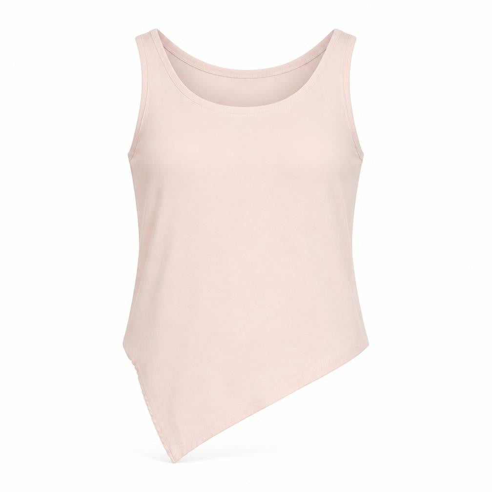 Front view of Forever 21 women’s pink polyester basic tank, size M, round neck