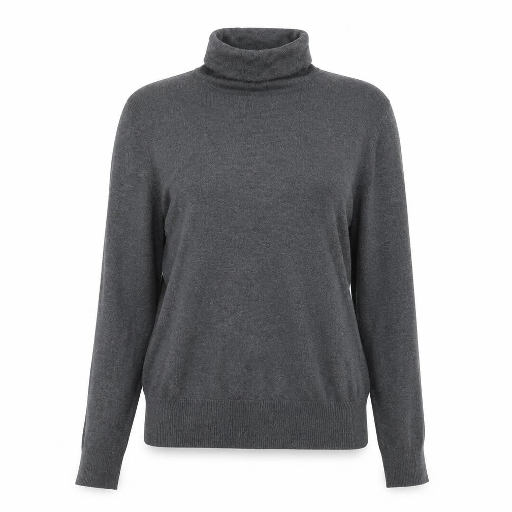 Front view of Zara women’s grey roll neck modal jumper, size S