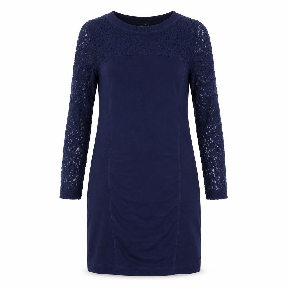 Front view of Marks & Spencer women’s blue polyester a-line, size UK 10, round neck pullover