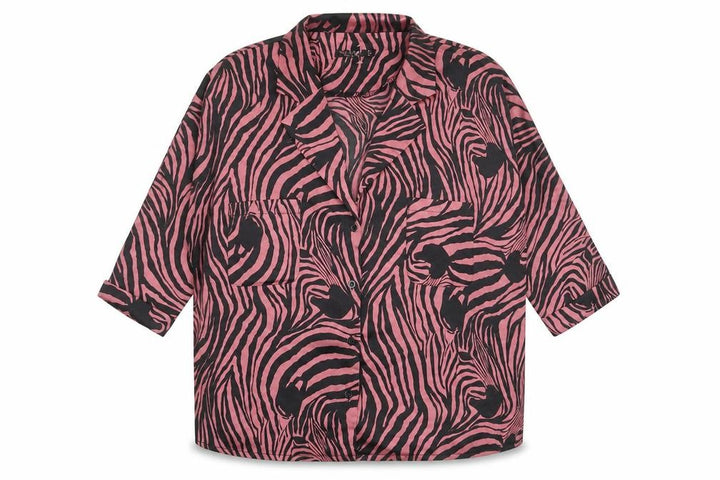 Nasty Gal Womens Pink Animal Print Polyester Basic Button-Up Size 10 Collared - Zebra Print
