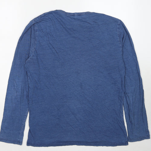 Reiss Mens Blue Polyester T-Shirt Size M Round Neck