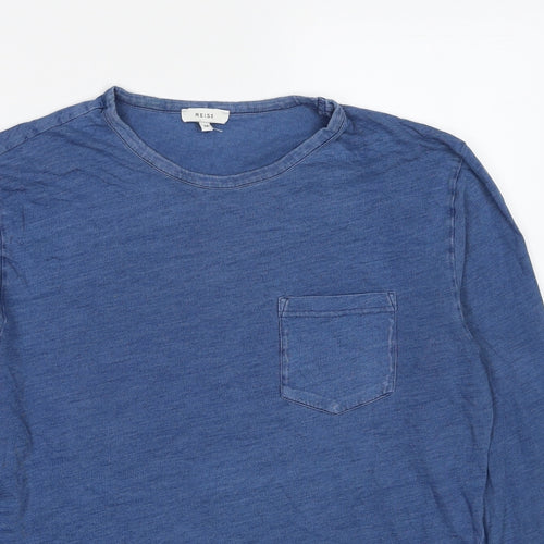 Reiss Mens Blue Polyester T-Shirt Size M Round Neck