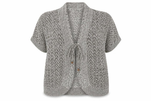 Front view of Gazelle women’s beige v-neck polyester jumper, size 2XL
