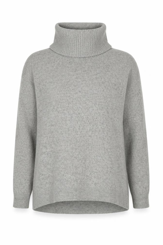 Front view of Wallis women’s grey roll neck acrylic jumper, size M