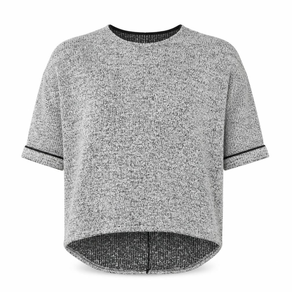 Front view of New Look women’s grey round neck acrylic jumper, size M, -, size M-l