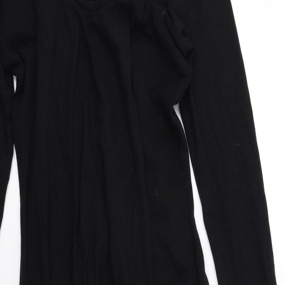 People Tree Womens Black Cotton T-Shirt Dress Size 8 Boat Neck Pullover