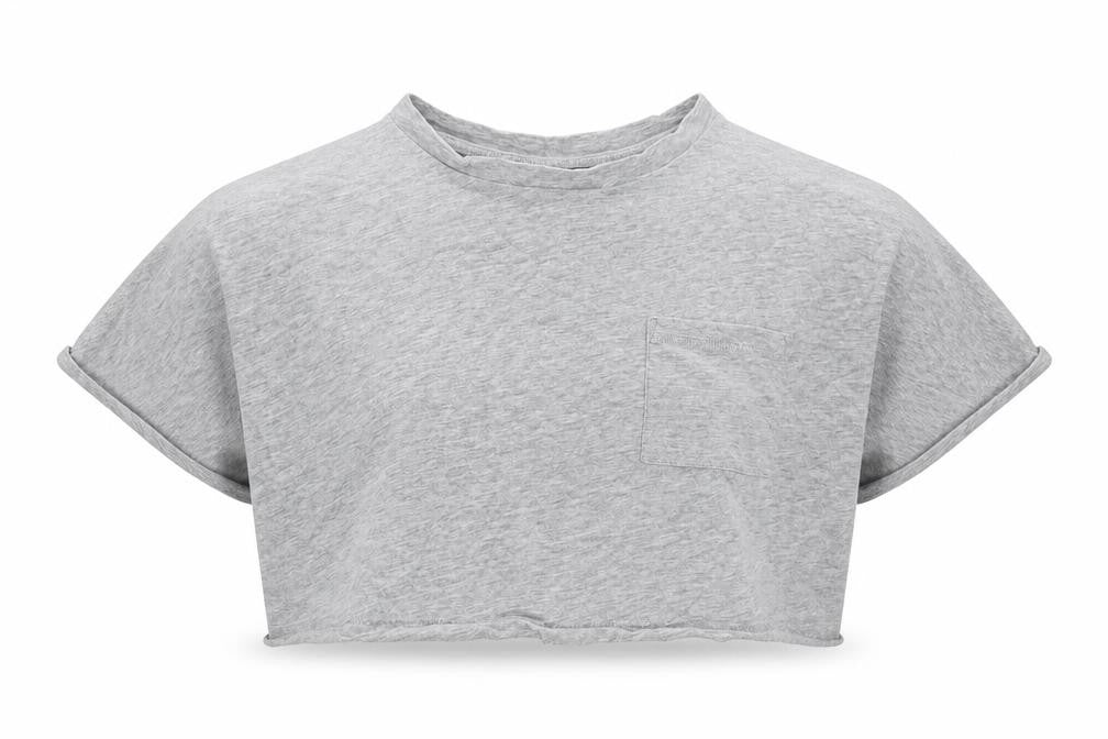 Front view of New Look girls’ grey cotton basic t-shirt, size 9, years round neck pullover
