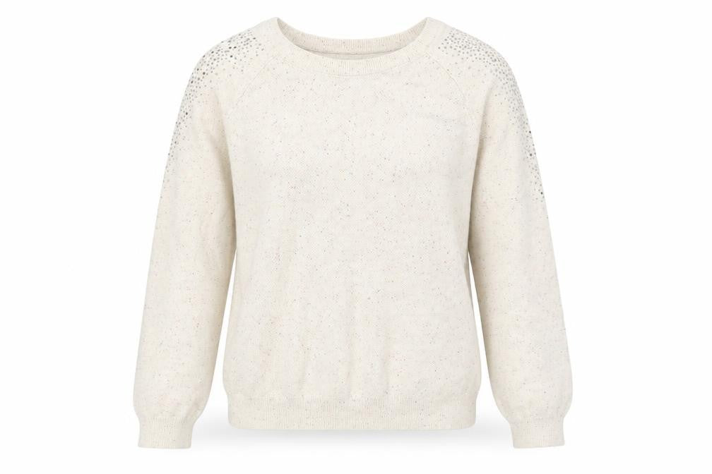 Front view of Savida women’s ivory round neck cotton jumper, size M