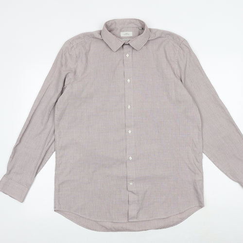 NEXT Mens Red Polyester Button-Up Size 16 Collared Button