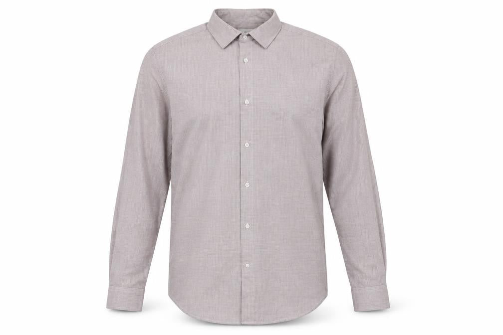 Front view of Next men’s red polyester button-up, size 16, collared button