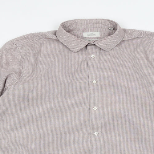 NEXT Mens Red Polyester Button-Up Size 16 Collared Button
