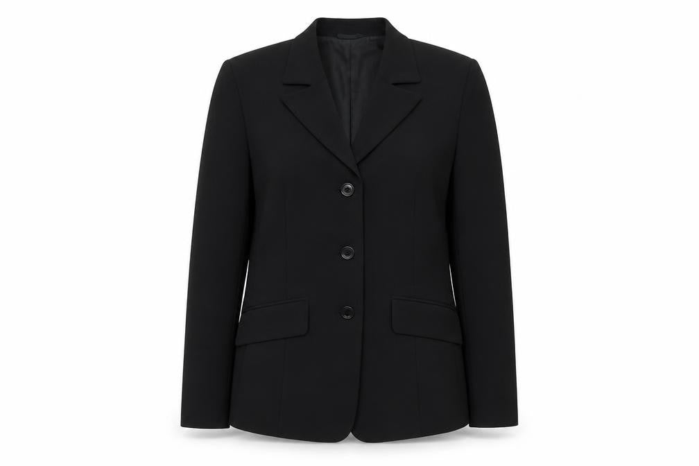 United Colors of Benetton Womens Black Polyester Jacket Suit Jacket Size 14