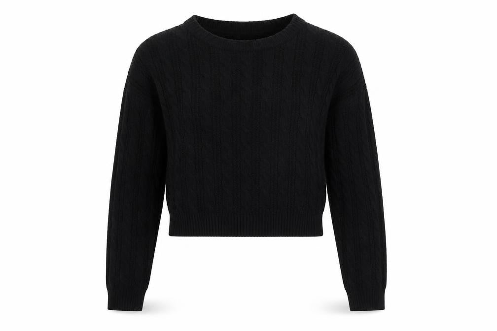 Front view of Topshop women’s black boat neck polyester jumper, size S