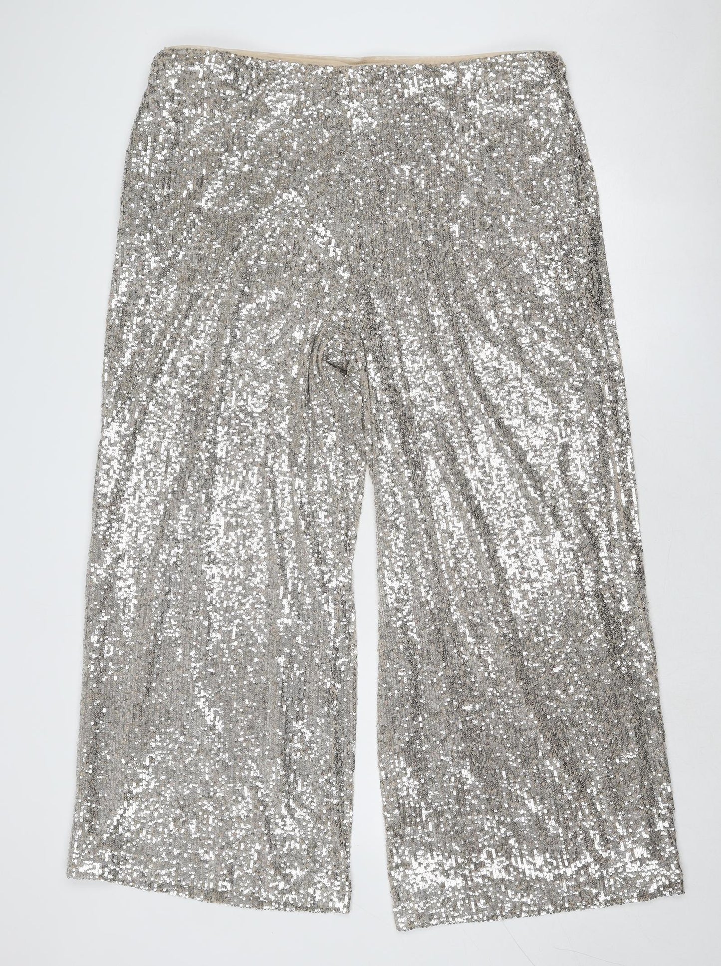 Marks and Spencer Womens Silver Polyester Trousers Size 20 Regular