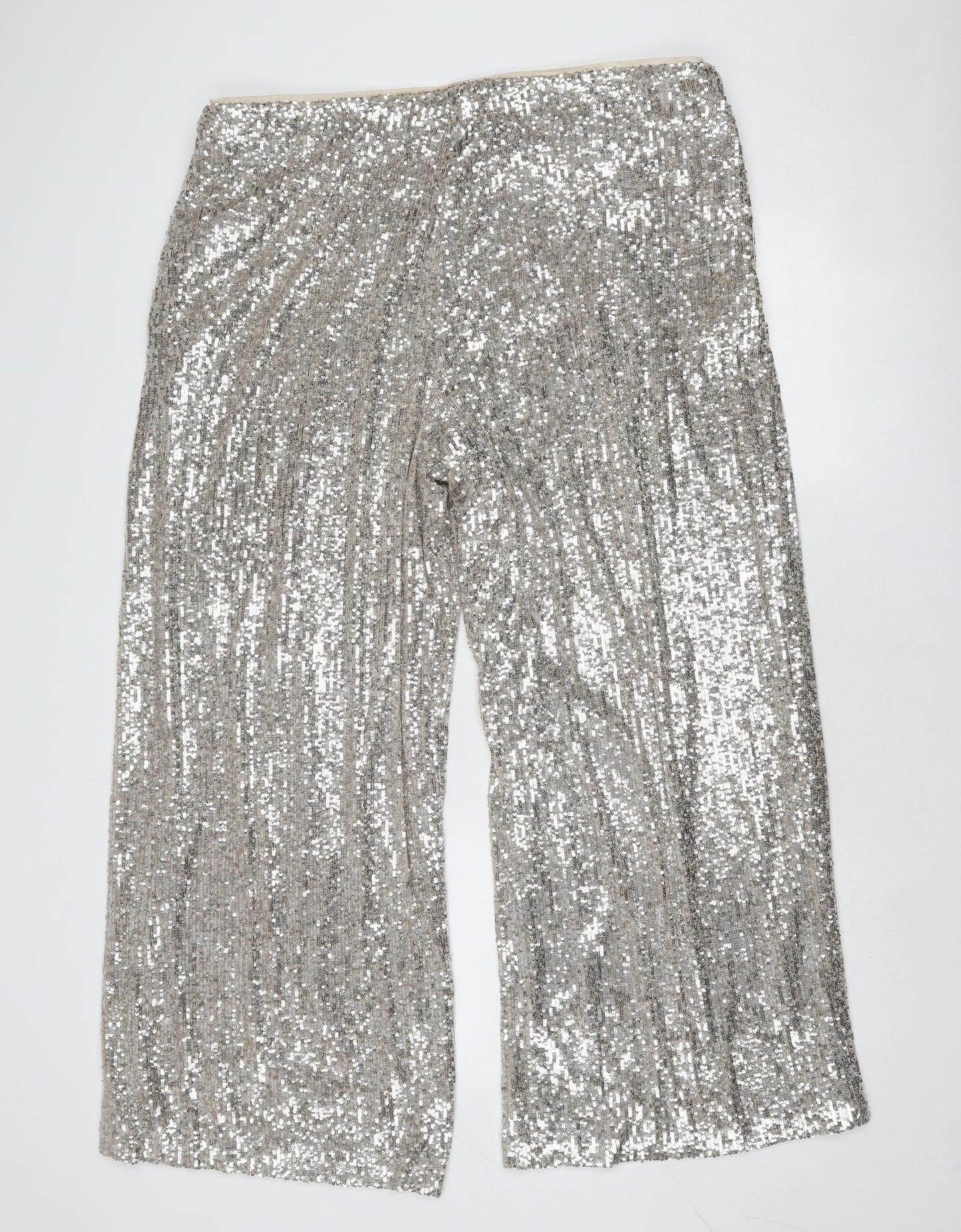 Marks and Spencer Womens Silver Polyester Trousers Size 20 Regular