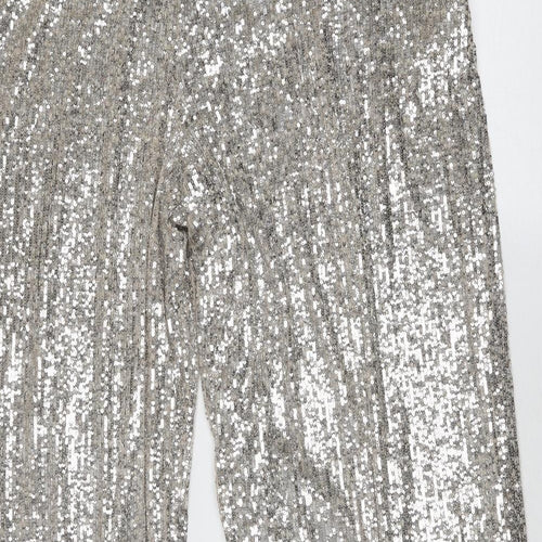 Marks and Spencer Womens Silver Polyester Trousers Size 20 Regular