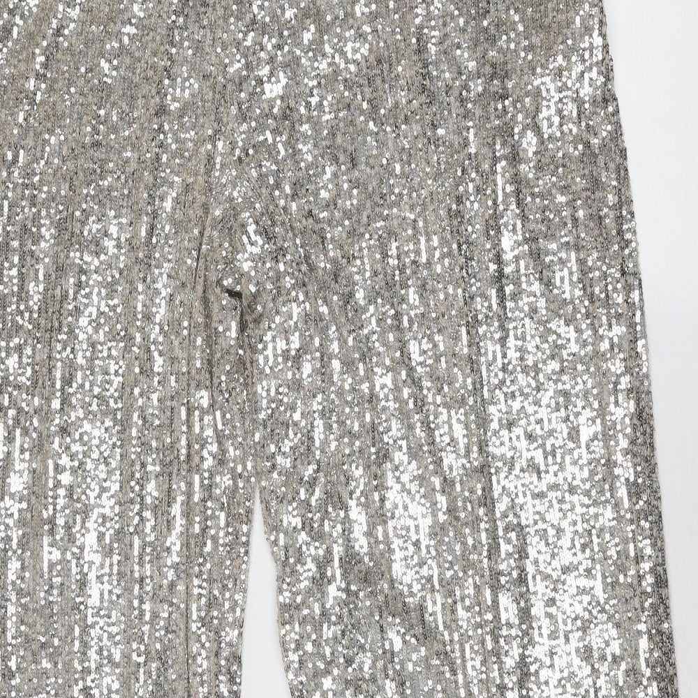 Marks and Spencer Womens Silver Polyester Trousers Size 20 Regular