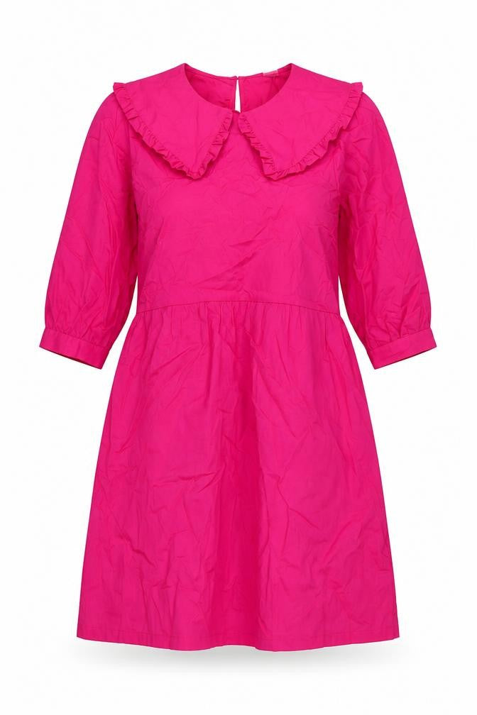 Front view of Divided by H&M women’s pink cotton a-line, size XS, collared button