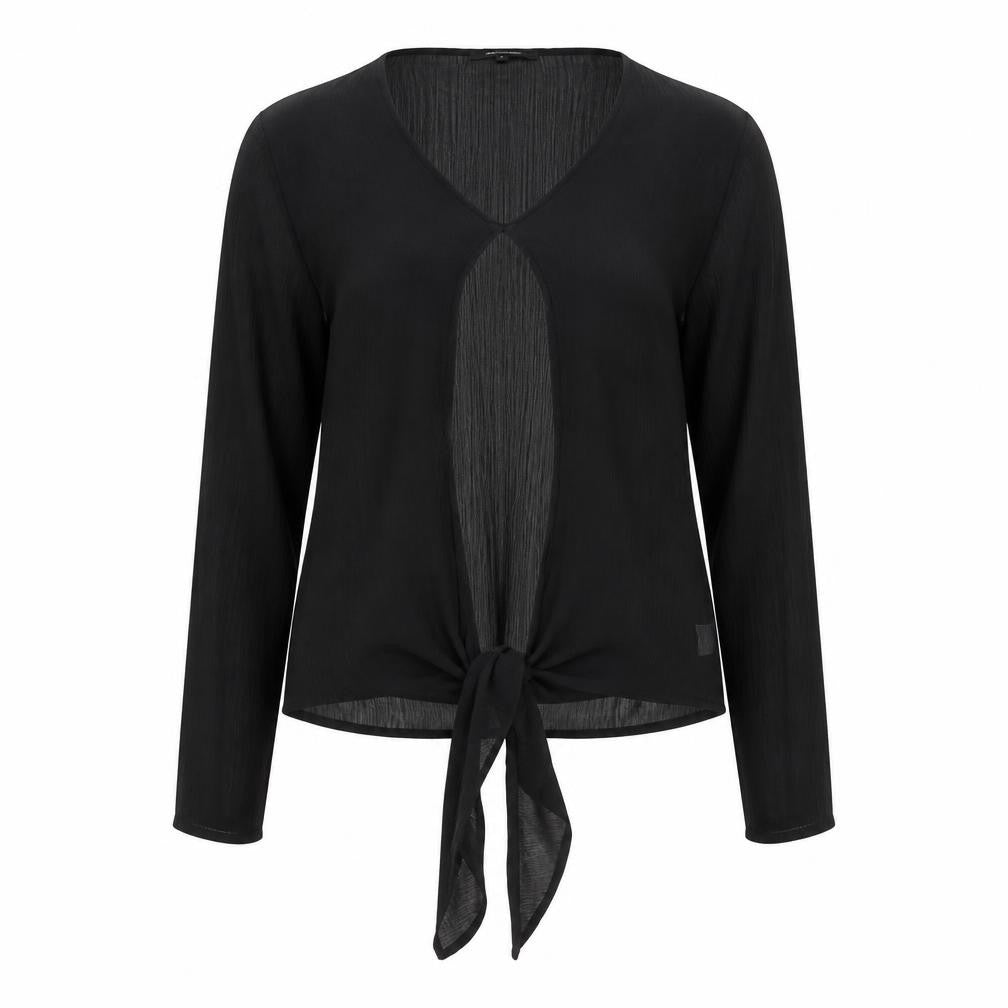 Front view of Missguided women’s black polyester basic blouse, size UK 8, v-neck
