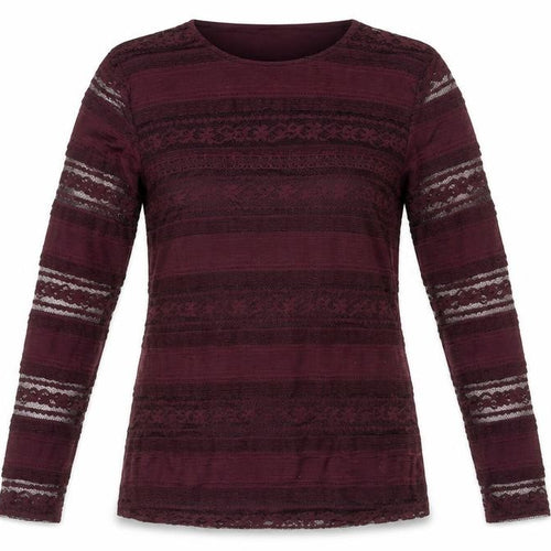 Dorothy Perkins Womens Purple Geometric Polyester Basic Blouse Size 10 Round Neck - Lace Detail