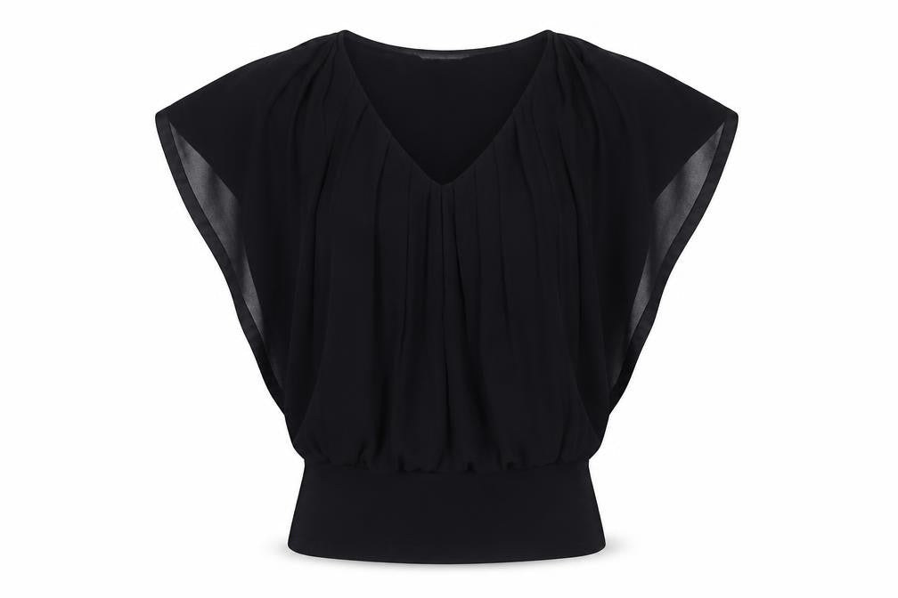 Front view of Coast women’s black polyester basic blouse, size UK 6, round neck