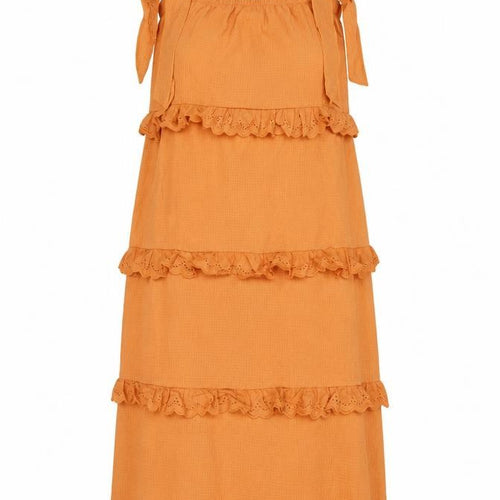 Missguided Womens Orange Polyester Tank Dress Size 6 Square Neck Pullover - Tie Shoulder Detail