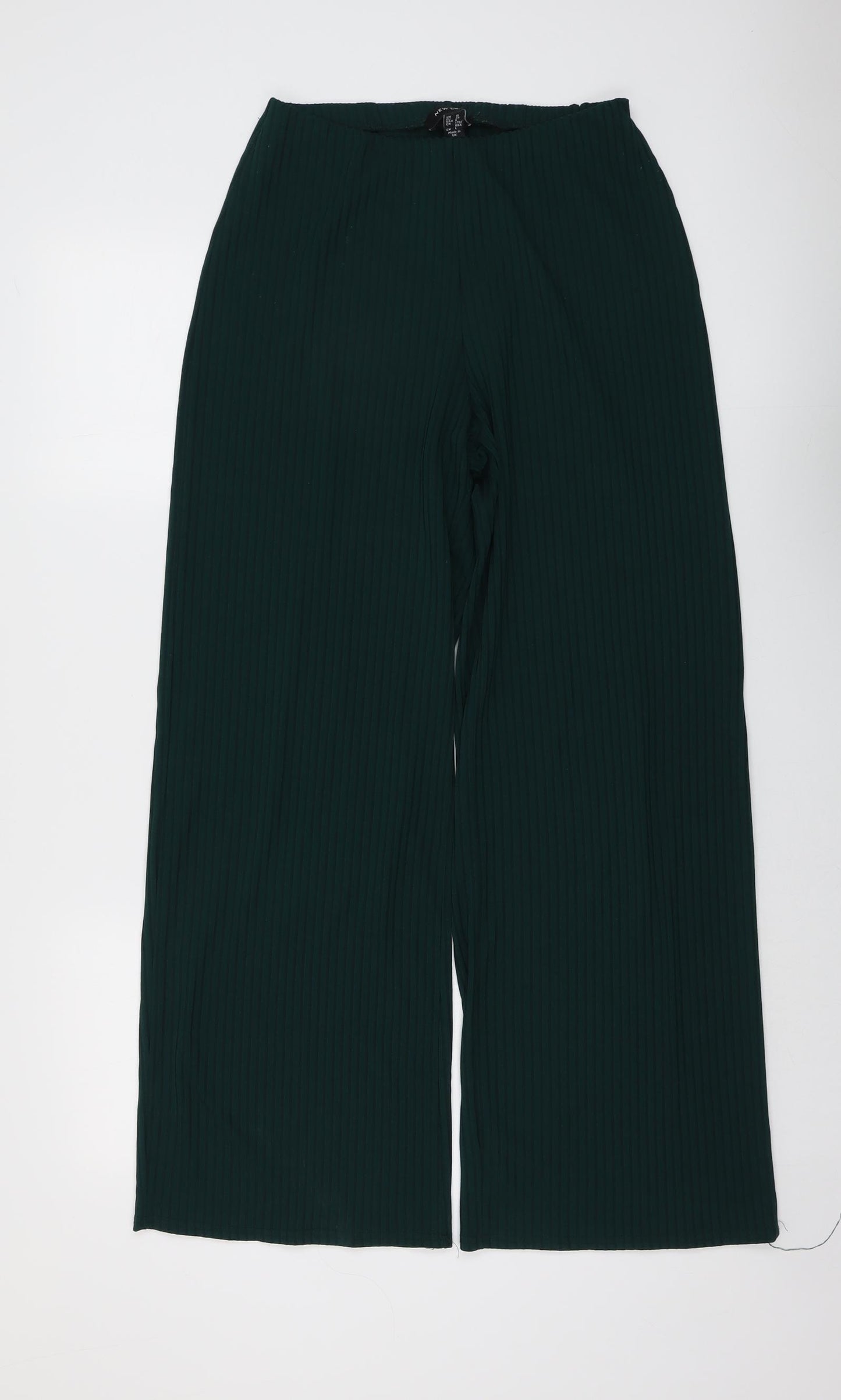 New Look Womens Green Polyester Trousers Size 10 L28 in Regular - Ribbed