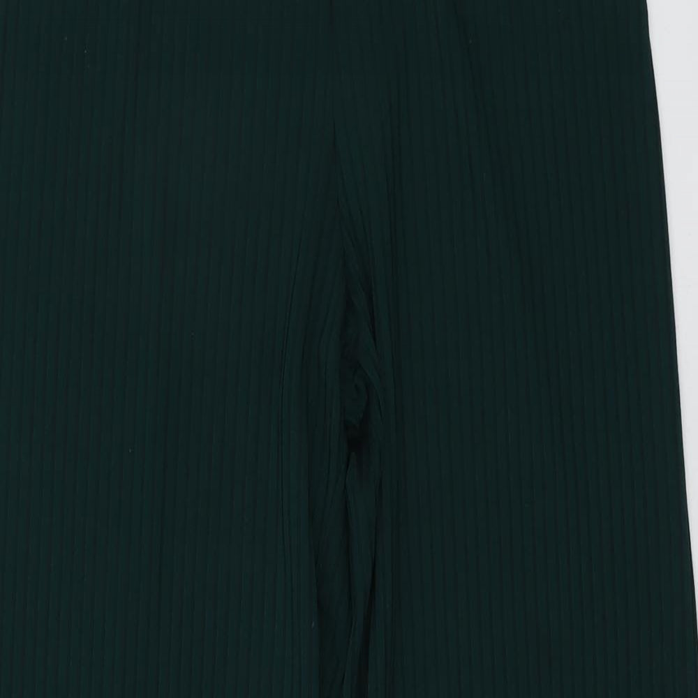 New Look Womens Green Polyester Trousers Size 10 L28 in Regular - Ribbed