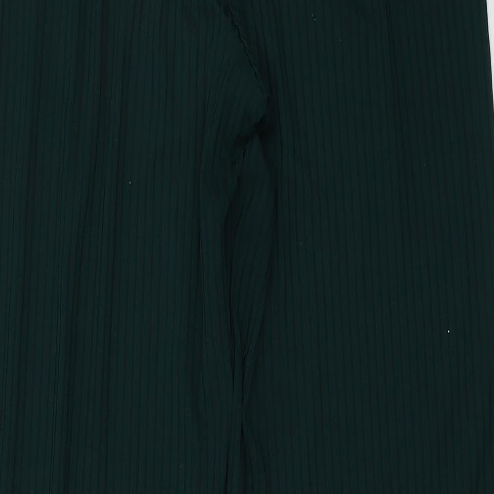 New Look Womens Green Polyester Trousers Size 10 L28 in Regular - Ribbed