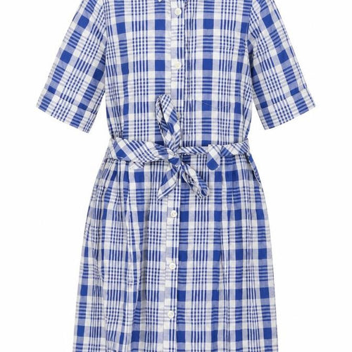 Monki Womens Blue Plaid Cotton Shirt Dress Size XS Collared Button