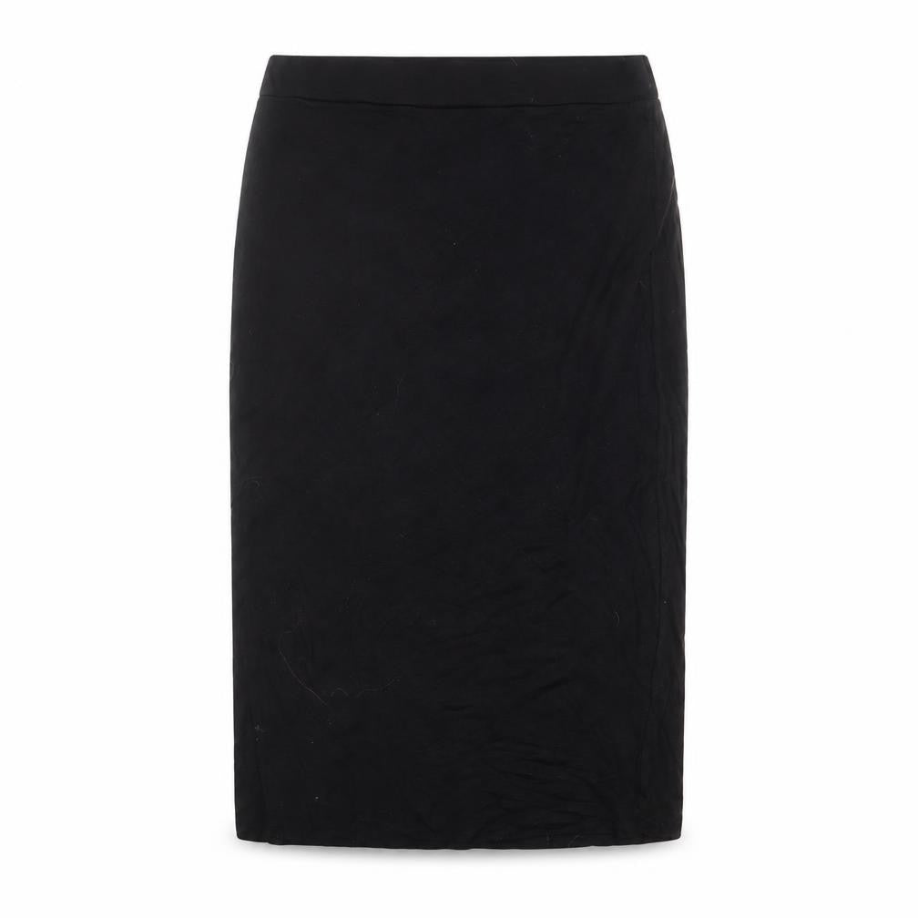 Front view of River Island women’s black polyester a-line skirt, size UK 10