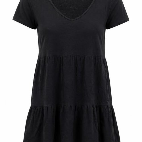 Sportsgirl Womens Black 100% Cotton T-Shirt Dress Size XS V-Neck Pullover